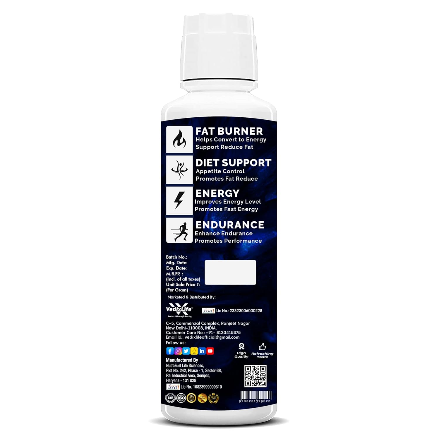 L-Carnitine Liquid 450ml, Green Apple Flavor – Vedic Fuel